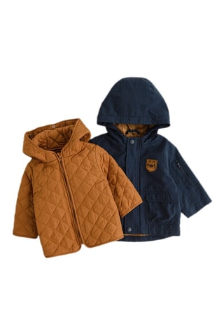 Parka 2 en 1 - Bleu marine et marron