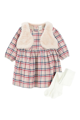 Robe - Beige et rouge
