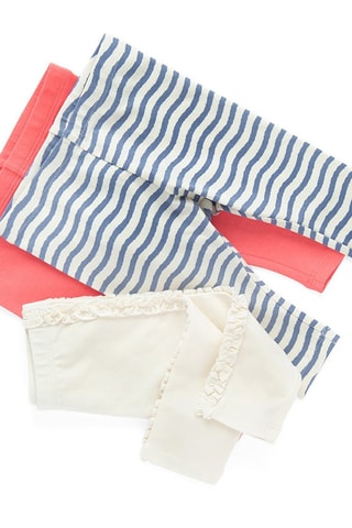 3 leggings - Corail et écru