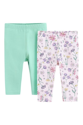 2 leggings - Turquoise et rose