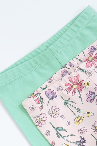 2 leggings - Turquoise et rose