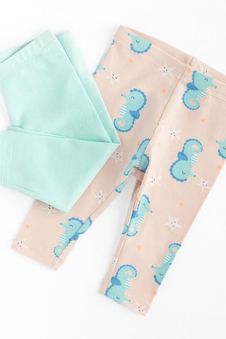 2 leggings - Vert d’eau et rose clair
