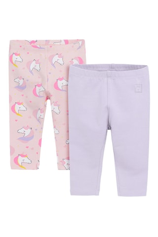 2 leggings - Violet et rose clair