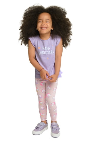 2 leggings - Violet et rose clair