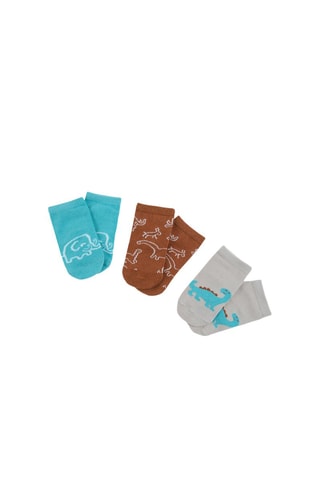 3 paires de chaussettes antidérapantes Turquoise et marron