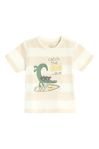 T-shirt - Blanc et beige