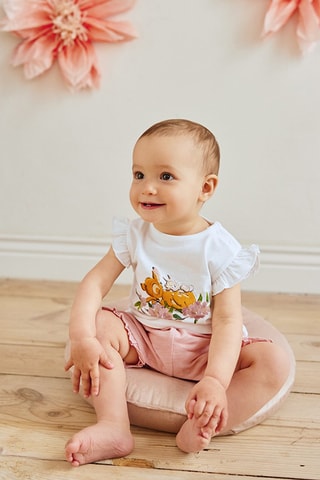 Combinaison trompe-l’œil Bambi et Panpan Bambi Disney Blanc et rose chiné
