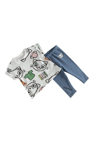 T-shirt et legging Kicia Kocia Blanc et bleu marine chiné