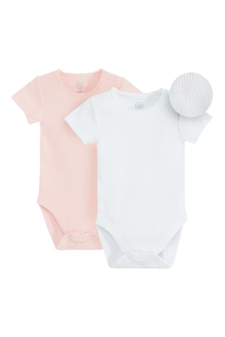 2 bodys - Rose et blanc