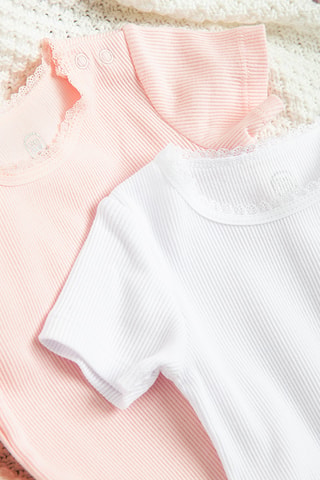 2 bodys - Rose et blanc