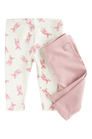 2 leggings - Rose et blanc