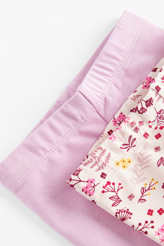 2 leggings - Rose et écru