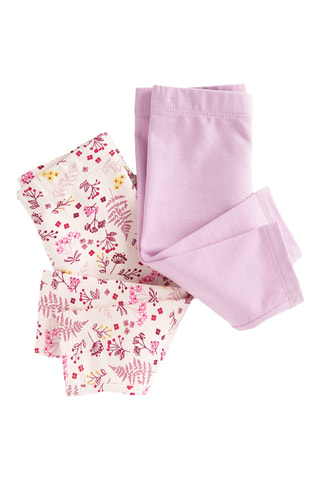 2 leggings - Rose et écru
