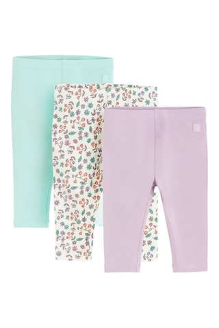 3 leggings - Vert et mauve