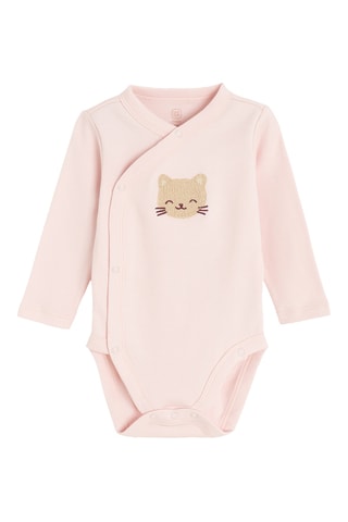 2 bodys en coton biologique - Rose et blanc cassé