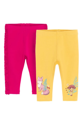 2 leggings - Jaune et fuchsia