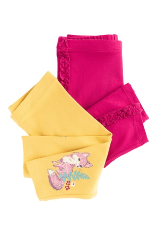 2 leggings - Jaune et fuchsia