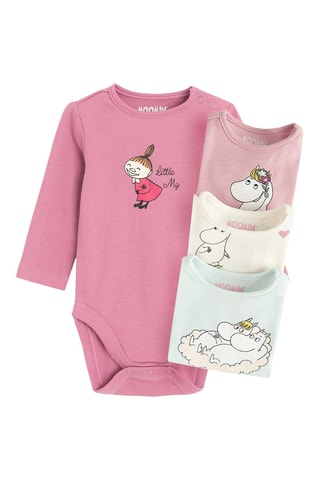 4 bodys Les Moumines - Rose et blanc