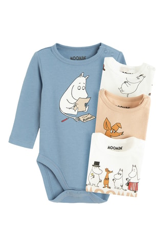 4 bodys Moomin - Bleu et blanc