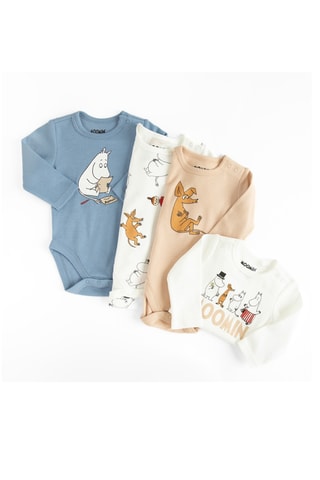 4 bodys Moomin - Bleu et blanc