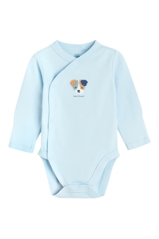 2 bodys en coton biologique - Bleu clair et blanc