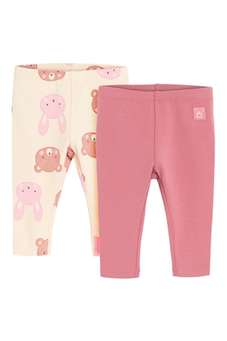 2 leggings - Rose et beige