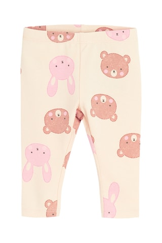 2 leggings - Rose et beige