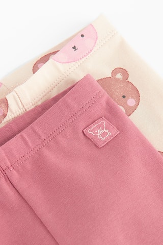 2 leggings - Rose et beige
