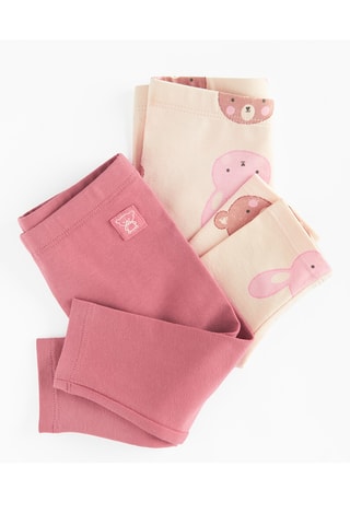 2 leggings - Rose et beige
