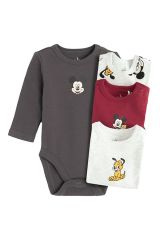 4 bodys Mickey et Pluto Disney - Gris et bordeaux
