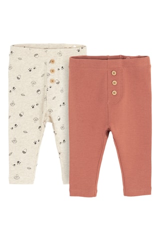 2 leggings - Beige et rouge brique