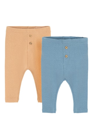 2 leggings - Bleu et beige