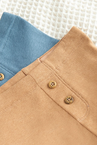 2 leggings - Bleu et beige