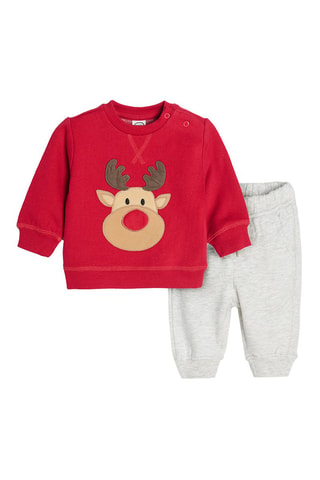 Sweat et jogging Rouge et gris clair chiné