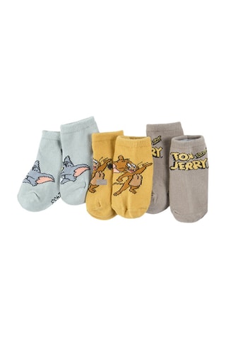3 paires de chaussettes Tom et Jerry Bleu clair et taupe