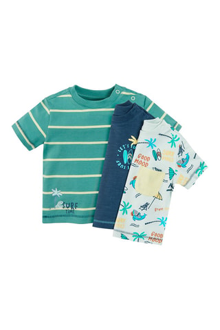 3 t-shirts Vert, bleu marine et blanc