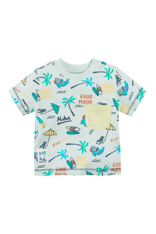 3 t-shirts Vert, bleu marine et blanc