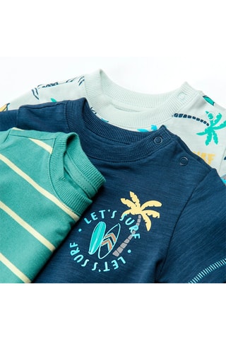 3 t-shirts Vert, bleu marine et blanc