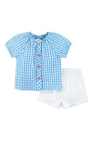 Chemisier et short Bleu clair et blanc