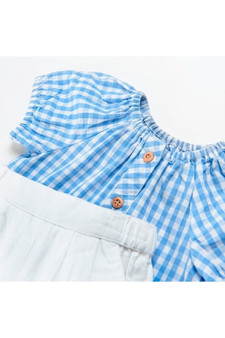 Chemisier et short Bleu clair et blanc