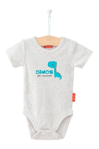 3 bodys en coton biologique - Blanc et gris clair chiné
