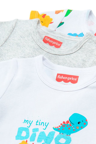 3 bodys en coton biologique - Blanc et gris clair chiné