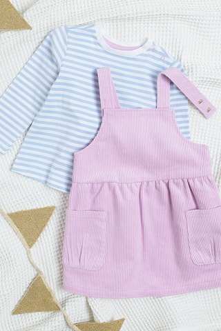 T-shirt et robe salopette en velours Ciel et rose