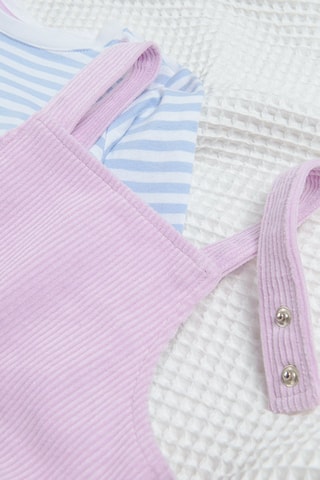 T-shirt et robe salopette en velours Ciel et rose