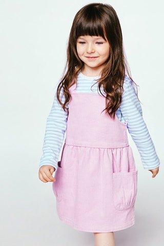 T-shirt et robe salopette en velours Ciel et rose