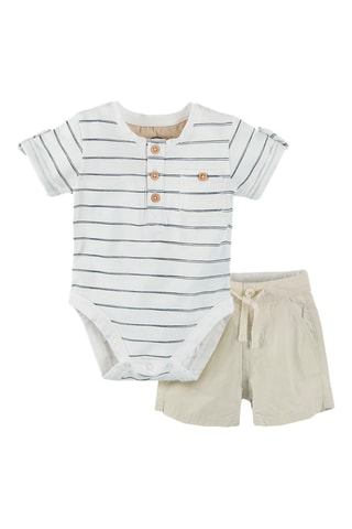Body et short Blanc et beige