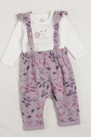 Body et salopette en coton biologique Blanc et violet
