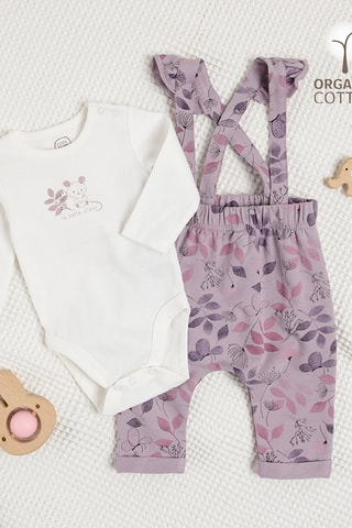 Body et salopette en coton biologique Blanc et violet