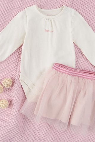 Body et jupe en tulle Ecru et saumon