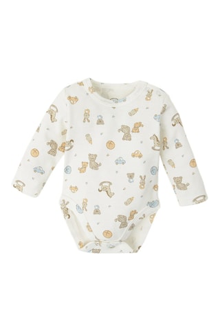 Body et grenouillère en coton biologique - Blanc et ciel